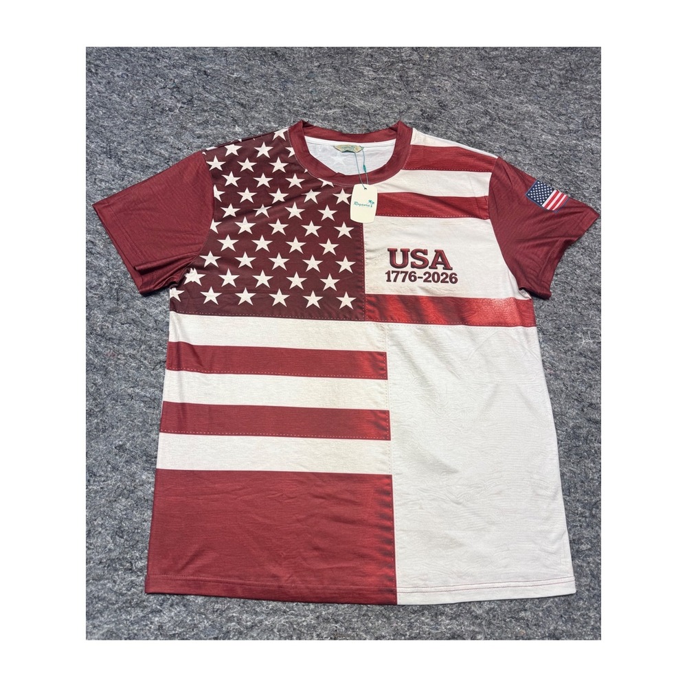 Royaura Mens USA American Flag T-Shirt Red White Blue XXL NWT